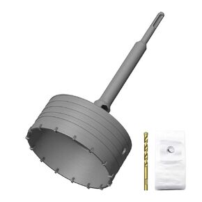 Concrete Hole Saw (130mm丨5-1/8'') with 220mm SDS Plus Shank and 2 Dust Catchers - Ideal for Concrete, Cement, Brick, Stone, and Wall Drilling