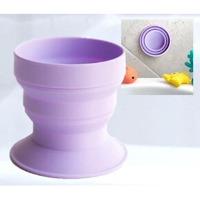 TubbyCup Baby Bath Rinse Cup, Collapsible & Convenient Space Saving Bath Cup with Suction Base, Sticks to Tub or Tile. Soft, Flexible, Makes Bath Time Safe & Fun. BPA-Free Non-Toxic Patented! (Blue)