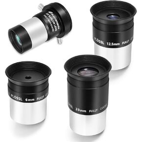 Astromania 1.25" 3X Short Focus Barlow Lens for Telescope Eyepiece - Bundle with - 1.25-Inch 6 12.5 20mm Plossl Eyepiece Set