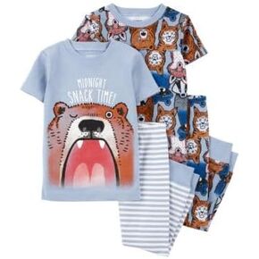 Carter's 4-Piece Toddler and baby Boy's Snug fit Cotton Pajamas (Blue/Midnight Snack, 3T)