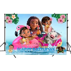 Backdrop Moana ، Moana Birthday Party Banner Banner for Photography Kids Birthday Party Supplies ، Multicolor ، (5 × 3 قدم)