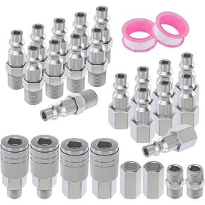 Air Coupler & Plug Kit,28 Pieces 1/4" NPT Air Tool Fittings Set,Quick Connect Air Hose Fittings Air Compressor Accessories
