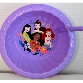 Princesses on Purple Plastic Bowl with Character Design and sip straw