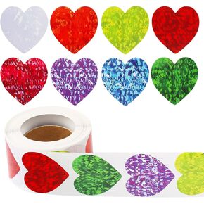 500pcs 1.5 inch Heart Stickers, Multicolor Heart Shaped Label Roll Valentine's Day Love Decoration Stickers for Valentine's Day Wedding Birthday Decoration Accessories Anniversaries