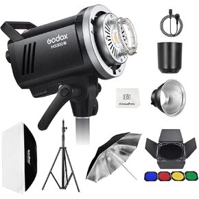 GODOX MS300V Studio Flash Photography Light Kit,2.4G 300W Bowens Mount Strobe Flash Lighting Kit with Light Stand,Softbox,Umbrella Reflector,GN58 Studio Lighting for Portrait Product Photography