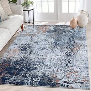 CAROMIO Large Living Room Rug 8x10 Washable Rug Non-Slip Modern Abstract Area Rug Indoor Accent Rug Contemporary Floor Carpet for Bedroom Nursery Home Office, Grey