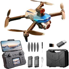 Drones with Camera for Adults 4K,Brushless Drones for Adult With Rechargeable Screen Controller and SD Card,Beginner Drone with Gestures Selfie,Altitude Hold, One Key Take Off/Land, 360 Flips,Trajectory Flight,2 Batteries,Toys Gifts for Men Boys