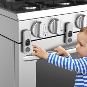 2 Pack Oven Lock Child Safety Heat-Resistant Oven Baby Proofing Locks with Strong Adhesive Oven Safety Locks for Toddlers Prevent Babies And Dogs from Opening Child Proof Locks（Only For Flat Surface）