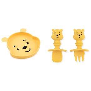 Disney Baby Led Weaning Silicone Grip Dish and Utensil Set for Self-Feeding, Ages 6 Months Up