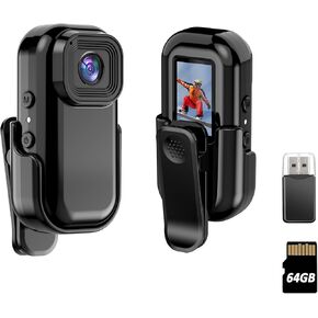 FHD 1080P Body Camera with Audio and Video Recording, Thumb Action Camera, Wearable Camera with Magnetic & 360° Clip,150 Minutes Hands Free Recording Body Worn Cam for Travel, Cycling, Pet Walking