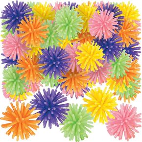 Fun Express Mini Porcupine Balls for Kids - Bulk Set of 72 in Bright Assorted Colors - Party Favor Toys and Handouts