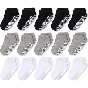 جوارب Cozyway Baby & Toddler مع Grippers Non Slip Low Cut Grip For Girls and Boys Soft Comfy Cotton - 15 Pack