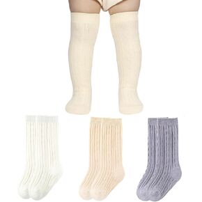 Baby Knee High Socks, Toddler Knee High Socks Newborn Little Boy Girl Knit Cotton Stockings 0-36 Months