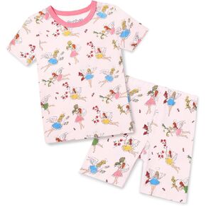Bamboo Viscose Toddler Girls Kids Pajama Sets Short Summer Cool Snug fit Sleepwear Pjs 2pcs Set