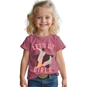 CM C&M WODRO Toddler Baby Girl Rodeo Western Cowgirl T-Shirt Funny Let’s Go Girl Boots Shirt Short Sleeve Summer Tee Tops