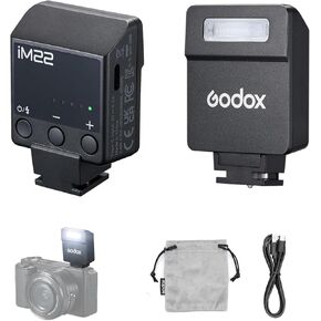 Godox IM22 Mini Camera Flash ، وقت إعادة التدوير 3S ، 440 وقت فلاش كامل الطاقة المدمج في بطارية الليثيوم لفوجي ، من أجل Canon ، من أجل Nikon ، من أجل Sony ، لكاميرا Olympus (IM22)