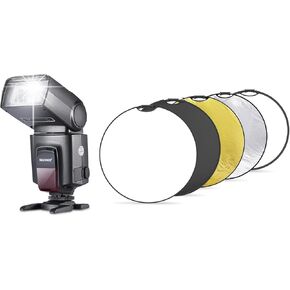 Neewer TT560 Flash Speedlite Compatible with Canon Sony Nikon Panasonic Olympus Pentax and Other DSLR Cameras, Digital Camera Speedlight with Standard Hot Shoe and 5 in 1 32" Light Reflector Kit