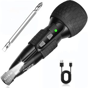 Cordless Electric Screwdriver Kit, 3.6V Power Screwdriver Max to 3-10N.m, Electric&Manual 2-in-1 w/LED light, 1800mAh USB Rechargeable Battery, USB Charging Cable