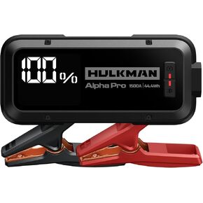 Hulkman Alpha Pro, Solid Black, 1500A 44.4Wh Smart Jump Starter, Jump Box with 3.3" LED Display, PD65W in&Out Car Battery Pack, 12V Portable Jumper, for 7.5L Gas and 4.5L Diesel Engines, 2025 New
