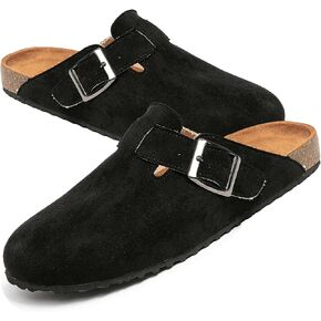 Women's Suede Clogs & Mules Stylish Leather Mules with Arch Support and Cork Footbed Couple's Clogs Shoes