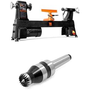 WEN 4.5-Amp 12-Inch by 18-Inch 5-Speed Benchtop Wood Lathe and 3/4-Inch MT2 Crown Revolving Live Center for Wood Lathes (LA3424, LA1334)