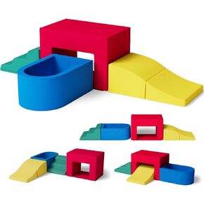 4 Piece Velvet Installation-Free Toddler Climbing Toys Indoor, Foam Climbing Blocks for Toddlers 1-3, Soft Play Climbing for Toddlers, Climb and Crawl Foam Playset