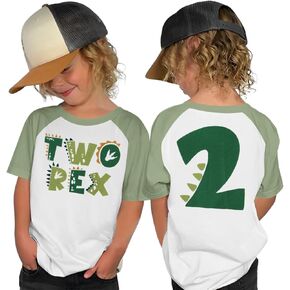 Toddler Boy Birthday Shirts T-Rex Dinosaur Outfit Dino Party T Shirt Short Sleeve Tees Tops Summer Clothes 2-4T