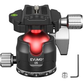 C5 38MM Tripod Ball Head with Arca Type Quick Release Plate, 360° Panoramic Ball Head Mount with 1/4" Screw 3/8" Thread for Tripod, Monopod, Slider, DSLR Camera, Camcorder, Max Load 33lbs/15kg