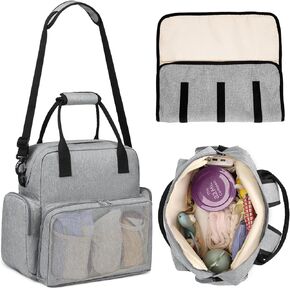 SVANE 6-in-1 Diaper Bag Backpack - Baby Essentials Travel Tote - Versatile Baby Bag with Changing Pad, Insulated Side Pockets, and Large Waterproof Tote for Newborn Boys & Girls – Gray