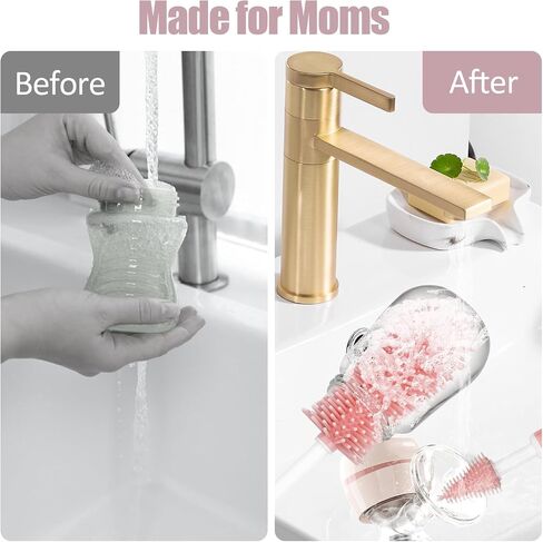 Breast Pump Cleaning Brush Kit,Bottle Brush Washer Set for Breast Pumps,3 in 1 Baby Bottle Nipple Pump Parts Cleaner Compatible with Momcozy,Medela,NCVI,Lansinoh and More Brands (Pink) in Kuwait