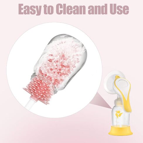 Breast Pump Cleaning Brush Kit,Bottle Brush Washer Set for Breast Pumps,3 in 1 Baby Bottle Nipple Pump Parts Cleaner Compatible with Momcozy,Medela,NCVI,Lansinoh and More Brands (Pink) in Kuwait