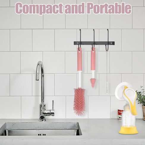 Breast Pump Cleaning Brush Kit,Bottle Brush Washer Set for Breast Pumps,3 in 1 Baby Bottle Nipple Pump Parts Cleaner Compatible with Momcozy,Medela,NCVI,Lansinoh and More Brands (Pink) in Kuwait