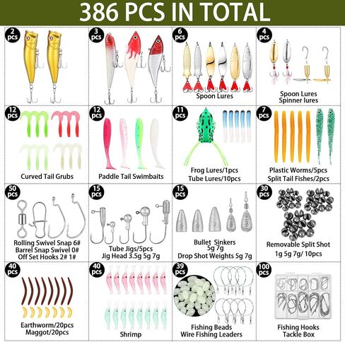 393 Pcs Fishing Tool Kit Include Fishing Backpack Fishing with Tackle Boxes Fishing Pliers Kit Fishing Bait Lure Fishing Gear Kit Fish Hook Remover Tool Fishing Hooks for Men Women Outdoor in Saudi Arabia
