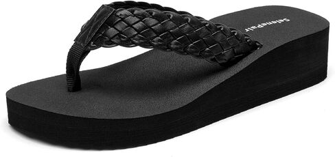 SelenePair Women's Platform Flip Flops Comfortable Arch Support Rhinestone Braid Summer Beach Slide Sandals Soft Woven Strap Slip On Lightweight Casual Walking Thong Sandals in Kuwait