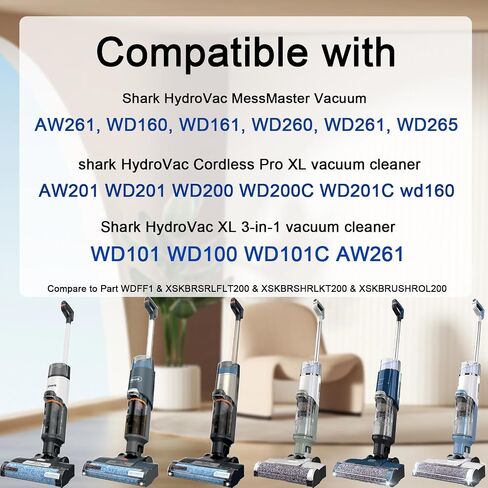 WD161 الأسطوانة ومرشح لاتفاق القرش Hydrovac Messmaster Wet Dry WD161 WD261 AW261 و Shark WD101 WD201 WD100 WD200 AW201 WD200C WD201C WD101C FACUUM FACUUM ، 3 BREDS ، 4 FOAM FILLERS ، 3 FILTER in Kuwait