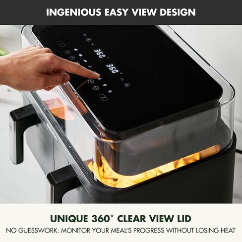 GreenPan Clearview Extra Large 7QT Air Fryer, 360° Clear Window, PFAS-Free Ceramic Nonstick Drawer and Tray, Heat to 400°F, 13-Presets, Shake Reminder, Keep Warm, Delay Start, Dishwasher Safe Parts in Kuwait