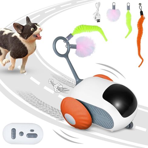 Remote Control Smart Electric Cat Toy Car, Interactive Cat Toys for Indoor Cats, Teazys Cat Toy Turbo Tail 2.0, Automatic Moving Mouse Cat Chase Toys for Bored Indoor Adult Cats Kittens in Saudi Arabia