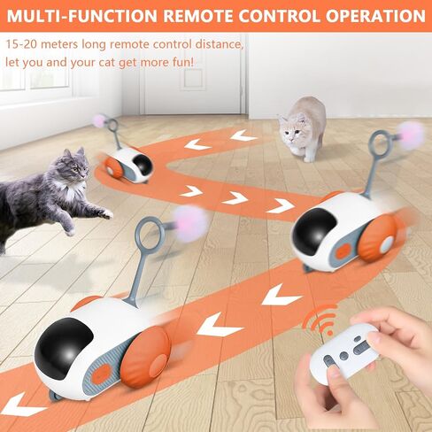 Remote Control Smart Electric Cat Toy Car, Interactive Cat Toys for Indoor Cats, Teazys Cat Toy Turbo Tail 2.0, Automatic Moving Mouse Cat Chase Toys for Bored Indoor Adult Cats Kittens in Saudi Arabia