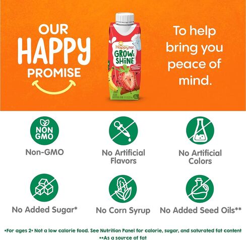 Happy Tot Organic Grow & Shine ، Tot Nutrition Shake ، الفراولة والموز ، من أجل تنمو الأطفال الصغار وأكلهم من الصعب الإرضاء ، 8 Fl Oz (حزمة 4) in Kuwait