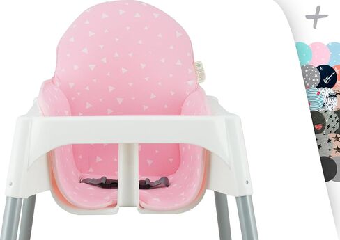 JYOKO Kids High Chair Cushion Compatible with IKEA Antilop 100% Cotton + Foam + 3D Air Confort Made (Pink Sparkles) in Saudi Arabia
