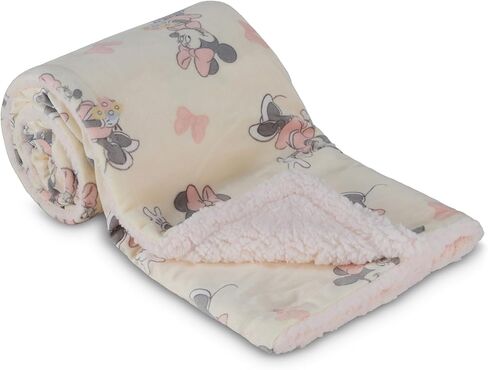 Disney Character Fuzzy Double Sided Mink and Sherpa Baby Blanket, Ultra-Soft and Plush Mink Sherpa Newborn Throw for Infants, Measures 30x40 (Mickey, Minnie, Pooh, Dumbo) in Saudi Arabia