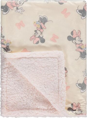 Disney Character Fuzzy Double Sided Mink and Sherpa Baby Blanket, Ultra-Soft and Plush Mink Sherpa Newborn Throw for Infants, Measures 30x40 (Mickey, Minnie, Pooh, Dumbo) in Saudi Arabia