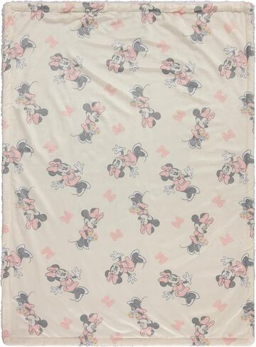Disney Character Fuzzy Double Sided Mink and Sherpa Baby Blanket, Ultra-Soft and Plush Mink Sherpa Newborn Throw for Infants, Measures 30x40 (Mickey, Minnie, Pooh, Dumbo) in Saudi Arabia