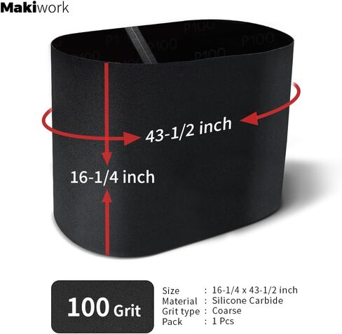 100 الحصباء الناقل الحزامية الحزام الرملي-متوافق مع Supermax 16-32 Sander ، كربيد السيليكون ، 16-1/4 "× 43-1/2" in Kuwait