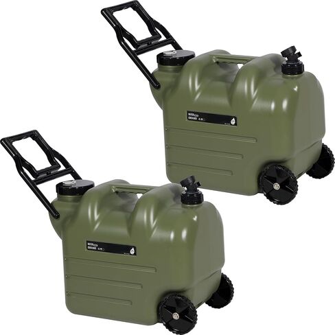 REDCAMP 7.4 Gallon Water Container with Wheels & Folding Handle, Portable Emergency Water Storage Tank with Spigot, BPA Free Water Jug for Camping Outdoor Hiking (28L, Green) in Saudi Arabia