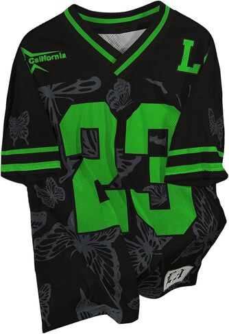 GORGLITTER Men's Number Graphic Jersey Shirts Short Sleeve V Neck Tees Sports T-Shirt Top in Saudi Arabia
