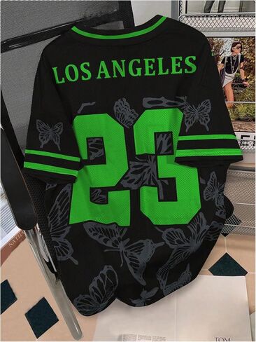 GORGLITTER Men's Number Graphic Jersey Shirts Short Sleeve V Neck Tees Sports T-Shirt Top in Saudi Arabia