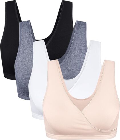 CAKYE 4 Pack Nursing Sleep Bras for Maternity and Breastfeeding Comfort Cotton Bralette in Kuwait