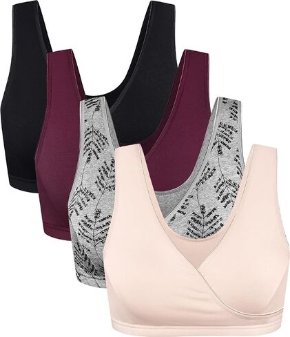 CAKYE 4 Pack Nursing Sleep Bras for Maternity and Breastfeeding Comfort Cotton Bralette in Kuwait