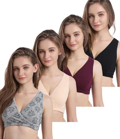 CAKYE 4 Pack Nursing Sleep Bras for Maternity and Breastfeeding Comfort Cotton Bralette in Kuwait